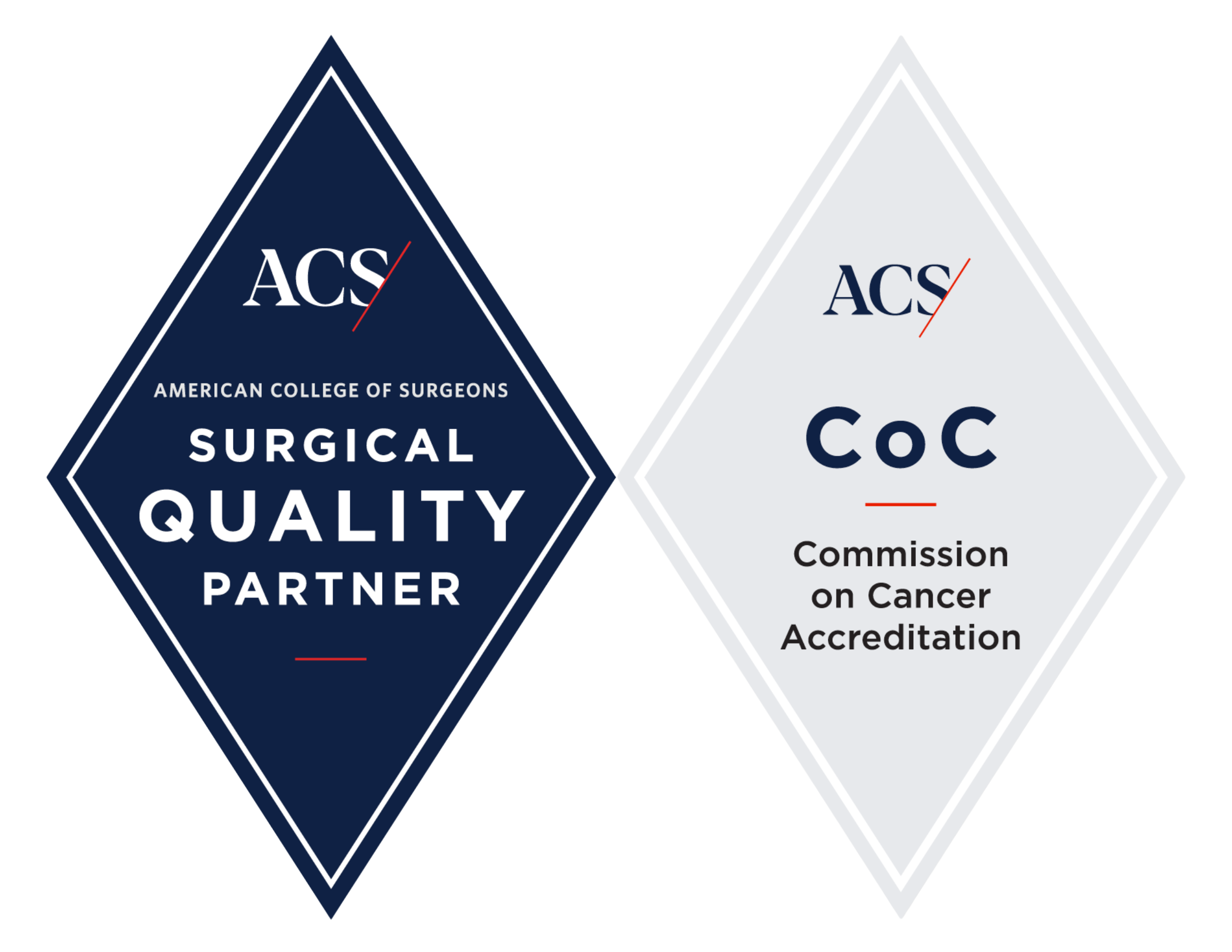 ACS American College of Surgeons Surgical Quality Partner Seal and ACS CoC Commission on Cancer Accreditation Seal